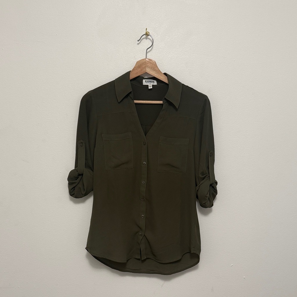 Express The Portofino Green Button Down Shirt
